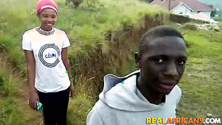 African Amateur Nubile Duo Having A Hasty Rock-hard Pulverize