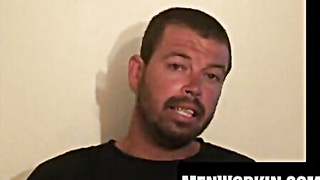 Wooly old shirtlifter smokes while tugging and spewing out
