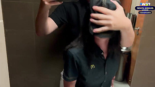 Risky Public Pummel-jamboree At McDonald's Rest room. Romped A Employee For Unloaded Soda! - Eva