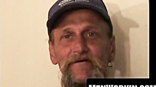 Bearded queer strokes his phat fuck-stick to a wild complete