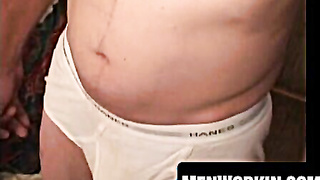 Bearded queer strokes his phat fuck-stick to a wild complete