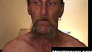 Bearded queer strokes his phat fuck-stick to a wild complete