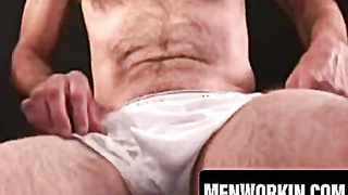 Insane aged guy drains gigantic spear with muddy fun