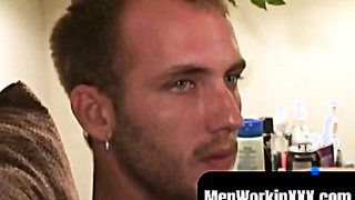 MenWorkinXXX.com - Amateur bad dude jacks and blows a load after showering passionately