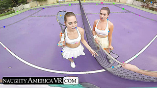 Small Stunners, Melissa Moore & Riley Reid, Are Taking Tennis Lessons But Would Rather Go Back To Your Place And Have fun With Your Ball sack