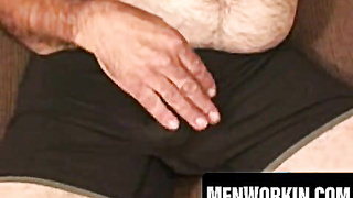 Bearded mature gayboy gargles dick with thirsty passion