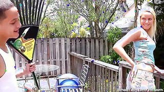 Super-sexy Platinum-blonde Flashing Whale Tail