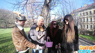 Picked up corrupt beotches got pussybanged in amateur foursome
