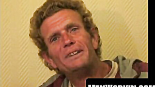 Aged boy drains his meaty man-meat while puffing a cigar