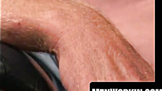 Unshaved amateur makes uncircumcised penis splash hot jizm