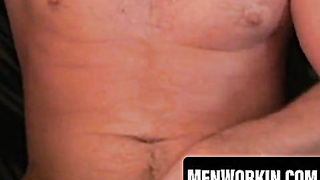 Furry hairy man taunts then strokes massive man meat firm