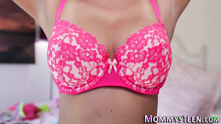 Pretty girl/girl step-mother frigs teenager