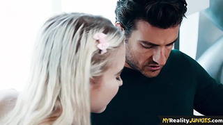 REALITY MANIACS - Small honey deep throating old man before railing