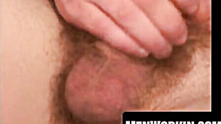 Fur covered boy strokes off quick and shoots torrid spunk