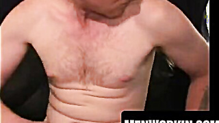 Fur covered boy strokes off quick and shoots torrid spunk