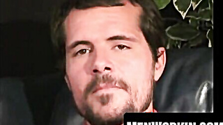 Fur covered man unleashes his fuck-stick on the bed and spunks