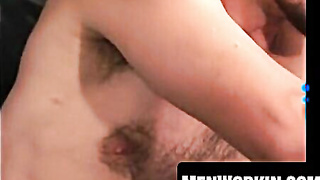 Fur covered man unleashes his fuck-stick on the bed and spunks