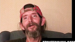 Bearded boy displays off his huge fuck-stick and jacks it