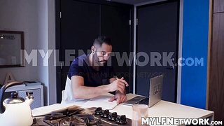 MYLFNETWORK - Step-mother Preston Lee opens up gash in a harsh smashing sesh in the kitchen son-in-law Damon Dice (Prestyn Lee)