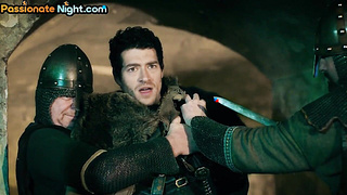 Bigtitted goddess cuntfucked in three-way with her medival maid