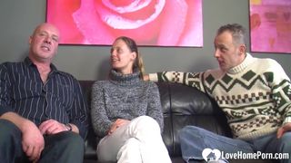 Married duo is poking with their mate.mp4