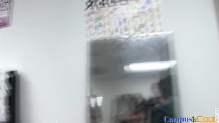 School teenager doggystyled at dormitory fuck-a-thon