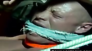 Jock trussed with humungous wire in outdoor DOMINATION & SUBMISSION gig