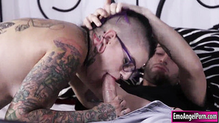 Big-titted tatted Tank is well-prepped for her hard-core ass fucking fuck-fest with her boyfriend. They embark smooching on the couch and boy lets out his trunk and lets Tank deepthroats it intensively. In come back fellow pounds Tanks taut tasty booty de