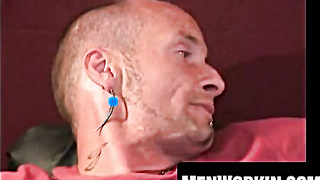 Tattooed mature assfucker wanks giant cock till super hot blast drops