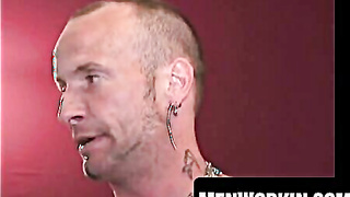 Tattooed mature assfucker wanks giant cock till super hot blast drops