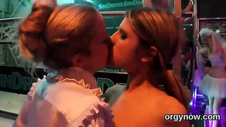 Guiltless bombshells fellate man-meat and enjoy screwing and group sex