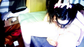 Gimp woman pukes in hard-core deep-throat facefuck