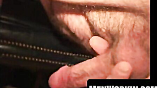 Horny hunk tugs jizz-shotgun while finger-banging anus