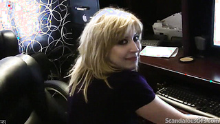 Crazy Georgia rubbin' her twat on tabouret. she undress off her clothes and suck off a beef whistle. She plumbing gonzo close-up