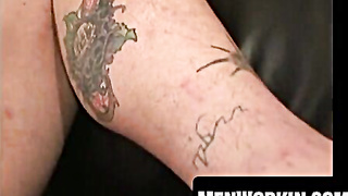 Mature bumder pumps his weenie on a tabouret and squirts