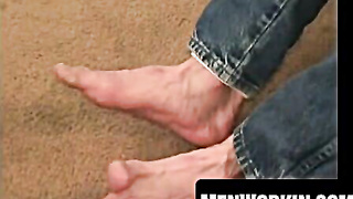 Unshaved elderly guy uses both arms on his XXL spunk-pump