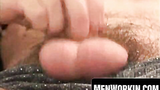 Tatted clean-shaven boy shows schlong abilities jizz flow