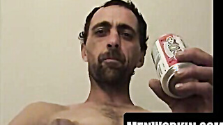 Naughty senior guy is dying to masturbate his faux wood