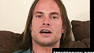 Long haired batty man smokes cigar before tugging off