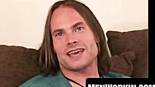 Long haired batty man smokes cigar before tugging off