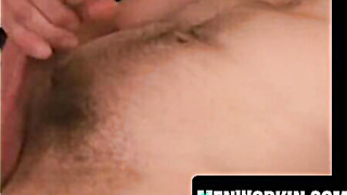 Long haired batty man smokes cigar before tugging off