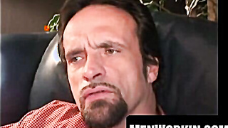 Elderly man jacks unshaved fat salami alone with passion