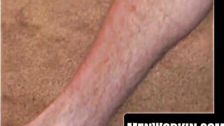 Elderly man jacks unshaved fat salami alone with passion