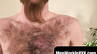 MenWorkinXXX.com - Bearded mature fellow loves giant fuck stick in his booty while wailing strongly