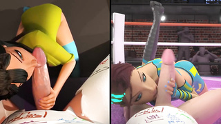 3DGSPOT Super hot Chicks Inhale A Gigantic Hard-on In SPLIT SCREEN COMP! 3 DIMENSIONAL TOON PORNO! - Juliana Grandi