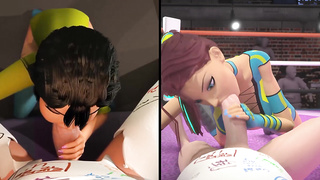 3DGSPOT Super hot Chicks Inhale A Gigantic Hard-on In SPLIT SCREEN COMP! 3 DIMENSIONAL TOON PORNO! - Juliana Grandi