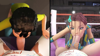 3DGSPOT Super hot Chicks Inhale A Gigantic Hard-on In SPLIT SCREEN COMP! 3 DIMENSIONAL TOON PORNO! - Juliana Grandi
