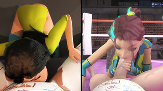 3DGSPOT Super hot Chicks Inhale A Gigantic Hard-on In SPLIT SCREEN COMP! 3 DIMENSIONAL TOON PORNO! - Juliana Grandi