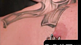 MenWorkinXXX.com - Smooth-shaven boy with nip piercings milks his rock hard yam-sized sausage intensively