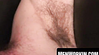 Curly haired amateur drains his man meat to a sloppy conclude